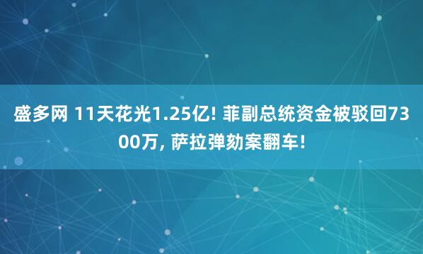 盛多网 11天花光1.25亿! 菲副总统资金被驳回7300万, 萨拉弹劾案翻车!